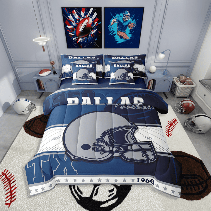 Erosebridal American Football Bedding Sets Twin Size,Sport Theme Comforter Sets with Sheets,Ball Gamer Decor,Reversible,7pcs