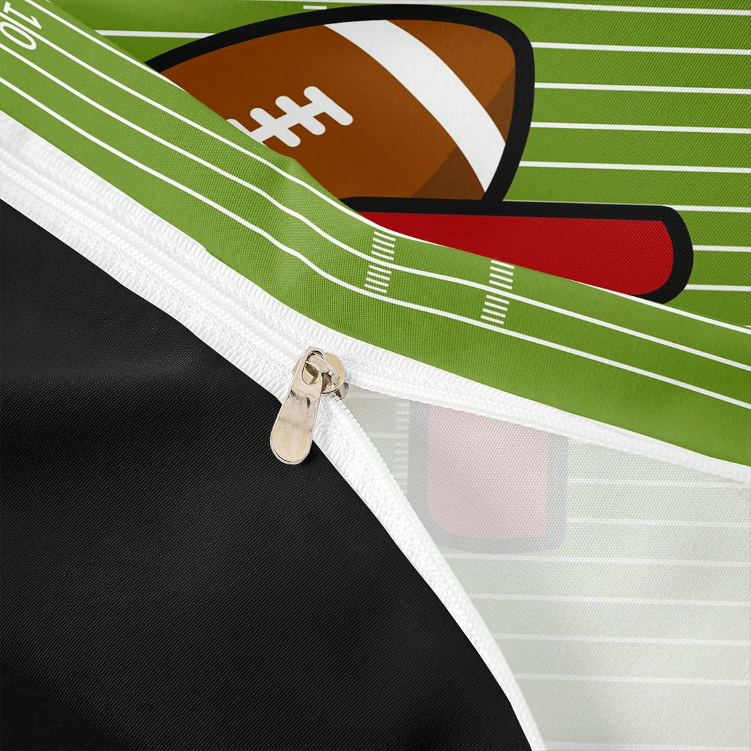 meiyoeat Boys Personalized Initial Gifts Twin Bedding For Rugby Lover,Footballs Sport T Alphabet Duvet Cover Set,black Reversible,2-Piece(No Comforter)