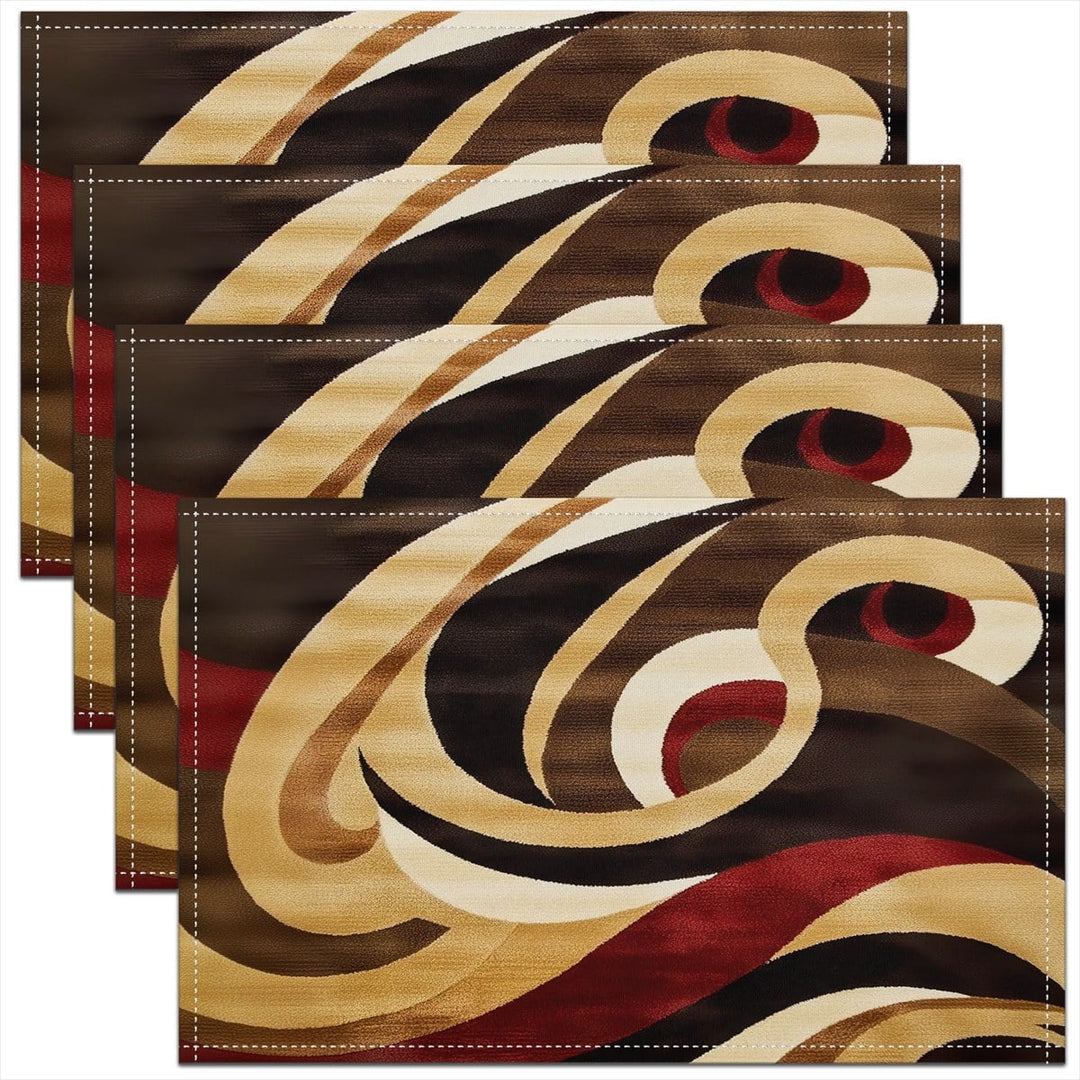 Erosebridal Stripe Geometric Place Mats Set of 4 for in Door Dinning, Vintage Swirl Line Table Place Mats for in Door Dining, Abstract Ombre Decor