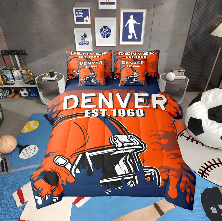 Erosebridal American Football City Bedding Sets Twin Size, Soccer Bedding Accessories, Rugby Game Sports Decor, Reversible