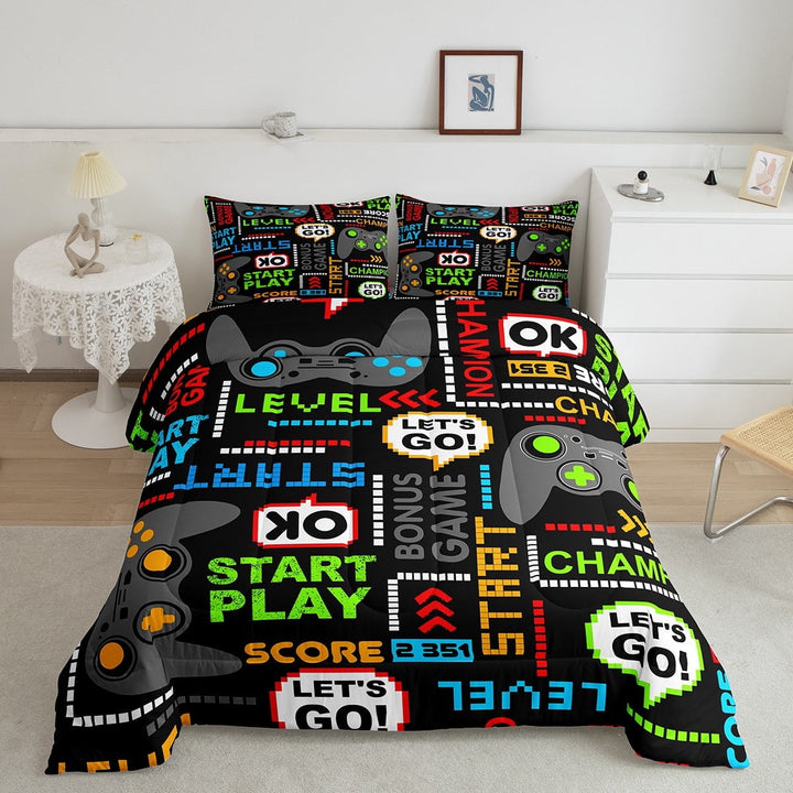 Erosebridal Modern Gaming Bedding Sets Twin with Comforter, Gamepad Duvet Insert, Video Game Decor, Reversible 2 Pieces