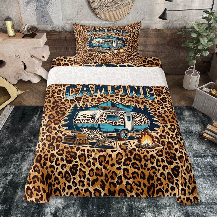 Erosebridal Leopard Print RV Car Twin Sheet Sets 3pcs for Boys Girls,Teens Happy Camping Bedding,Microfiber Bedroom Decor