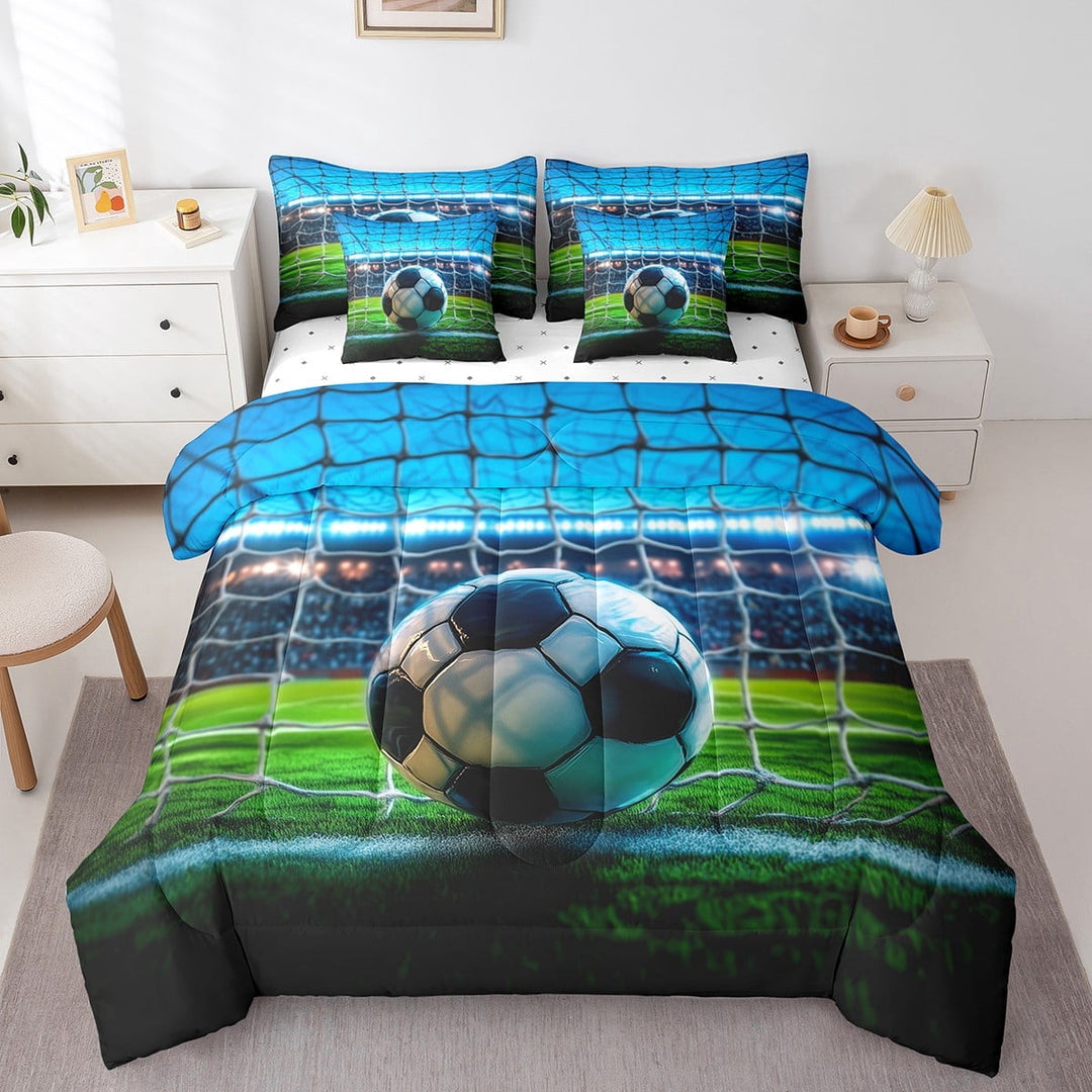 Erosebridal 3D Soccer Bedding Sets Twin Size, American Football Comforter Sets with Sheets, Sports Player Decor, 7-Piece