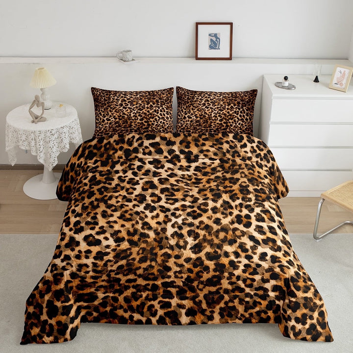 Erosebridal Modern Cheetah Print Bedding Sets Full with Comforter, Chic Geometry Duvet Insert, Leopard Animal Reversible Comforters &amp; Duvets, Lightweight Bedroom Decor, 3pcs