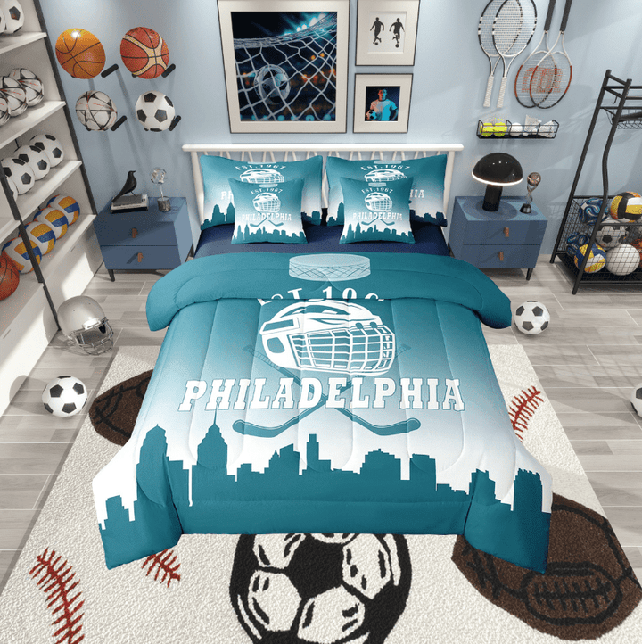 Erosebridal Eat Sleep Bed in a Bag Twin size, American Football Bed Set, Sports Lover Reversible Bedding Twin Size, Breathable Room Decor, 7 Pieces