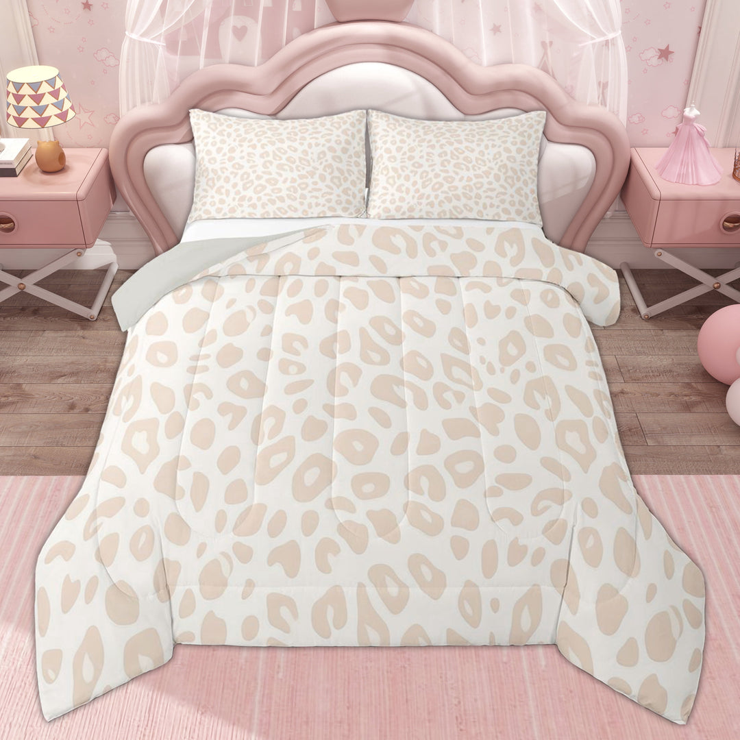Erosebridal Cheetah Leopard Print Full Size Comforter Sets for Kid, Modern Fashion Bedding Sets, 3 Pieces