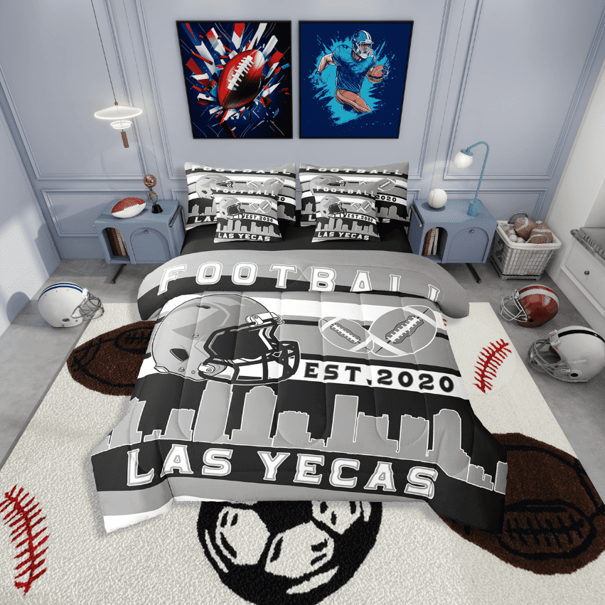 Erosebridal Las Yecas Football Bedding Sets Twin Size,Amercian Sport Comforter Sets with Sheets,Ball Gamer Decoration,Reversible,Breathable,7-Piece