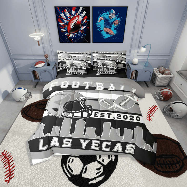 Erosebridal Las Yecas Football Bedding Sets Twin Size,Amercian Sport Comforter Sets with Sheets,Ball Gamer Decoration,Reversible,Breathable,7-Piece