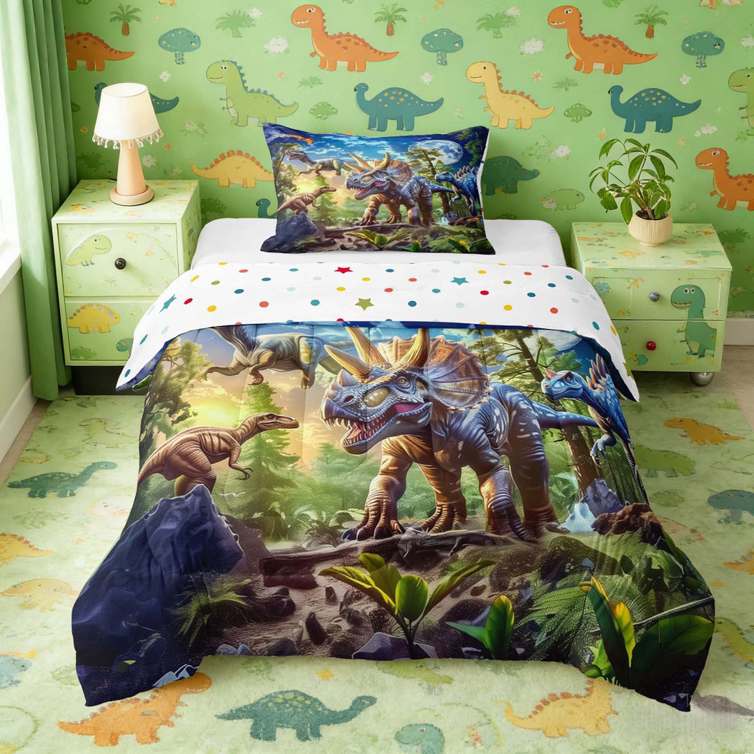 Erosebridal Triceratops Dinosaur Twin Comforter Sets for Kids Boys, Ankylosaur T-Rex Bedding Set