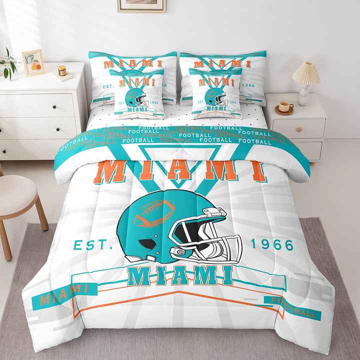 Erosebridal American Football Comforter Set Twin Size,Football Bedding Set Teens,Sports Fan (Comforter+Fitted+Flat Sheet+2 Pillowcases+2 Throw Pillow Covers) 7 Pieces Bed Set
