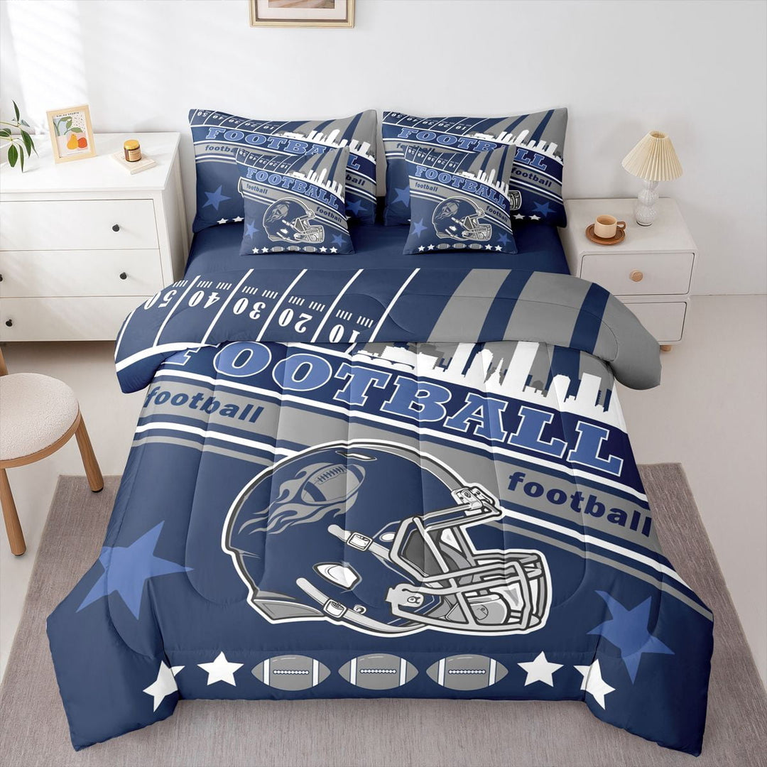 Erosebridal Kids Boys Football 7 Pieces Comforter Sets Twin Size,Indianapolis Bedding Set For All Season,Gifts For Football Fans,Football City Bed In A Bag With Comforter Sheets