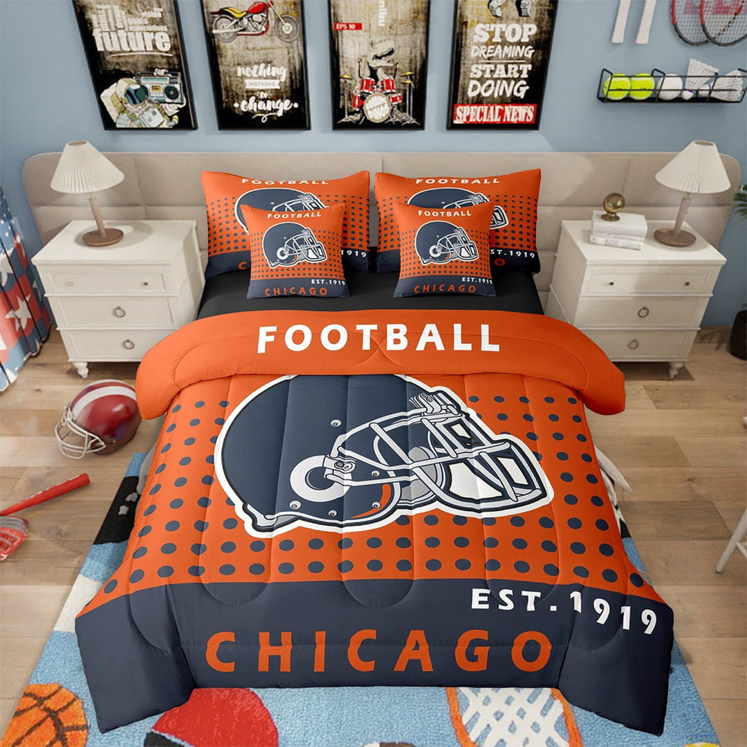 7 Piece Football City Bedding Sets Twin Size Football Bed in a Bags Football Team Sports Game Comforter Set with Sheets Football Lover Bed Set American Football City Sheets(Buffalo)