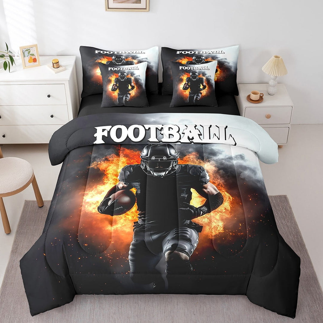 Erosebridal Football Player Comforter Set Twin Size 7 Pieces Rugby Games American Football Bedding Set Sports Theme Bed in a Bag with Comforter,Sheets