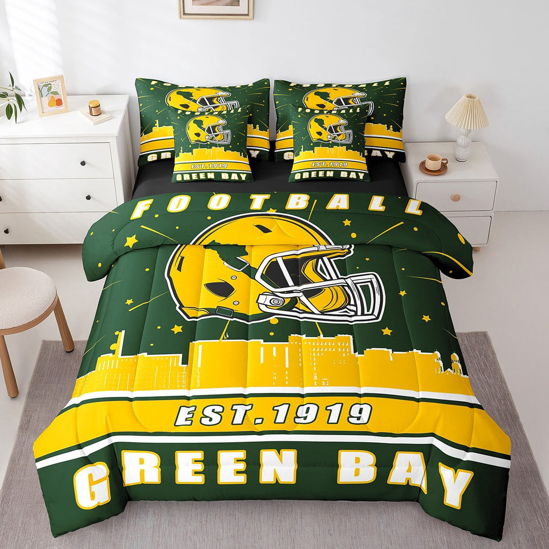 Erosebridal American Football City Bed in a Bag, Eat Sleep Bed Set, Soccer Lover Reversible Comforter Sets, Lightweight Room Decoration, 7pcs