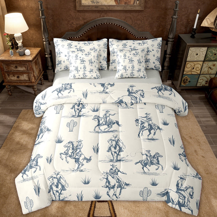 Erosebridal Rustic Cowgirl Kids Twin Bedding Sets, Western Cactus Bedding Comforter Set, Grey Reversible, 7 Pieces