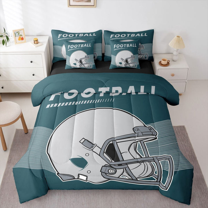 7 Pieces King Size American Football Comforter Set with Sheets Sports Ball Game Comforter Set Bed in a Bag,Philadelphia(1 Comforter, 1 Flat Sheet 1 Fitted Sheet 2 Pillowcases 2 Throw Pillow Covers)