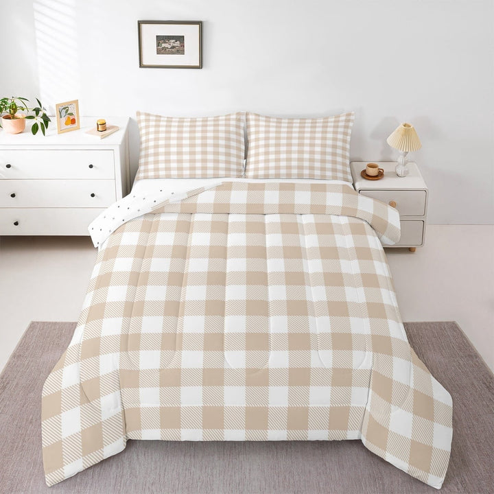 Erosebridal Checkered Bedding Sets Full with Comforter for Teens, Cartoon Plaid Duvet Insert, Square Buffalo Reversible Comforter Sets Full Size, Microfiber Bedroom Decor, 3pcs