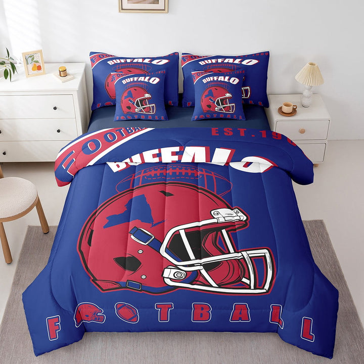 Erosebridal Soccer City Bed in a Bag, American Football Bed Set, Vintage Rugby Reversible Comforter Sets, Lightweight Room Decor, 7-Piece