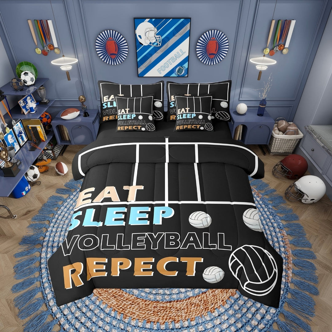 Erosebridal Cartoon Volleyball Comforter Sets Twin Size, Ball Sports Comforters &amp; Duvets, Teens, Reversible 7-Piece