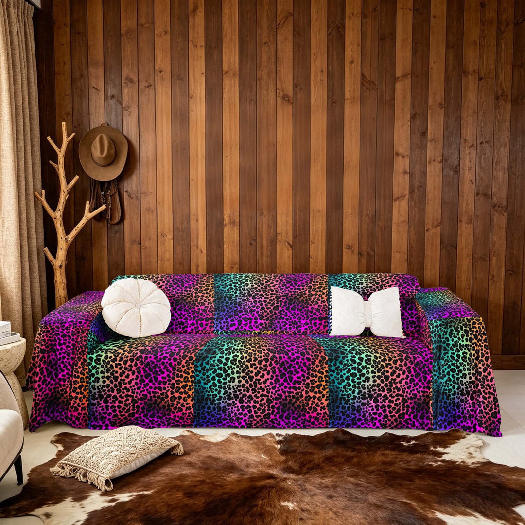 meiyoeat Rainbow Leopard Print Sofa Cover Slipcover 71x91, Colorful Cheetah Print Chair Loveseat Couch Cover