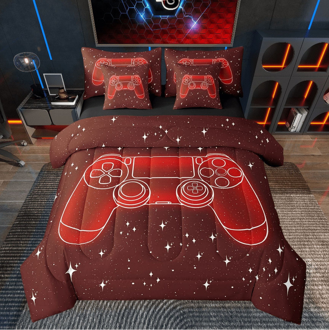 Erosebridal Teenager Gamepad Bedding Sets Twin Size,Video Game Comforter Sets with Sheets,Stars Decor,Reversible,Breathable,7pcs