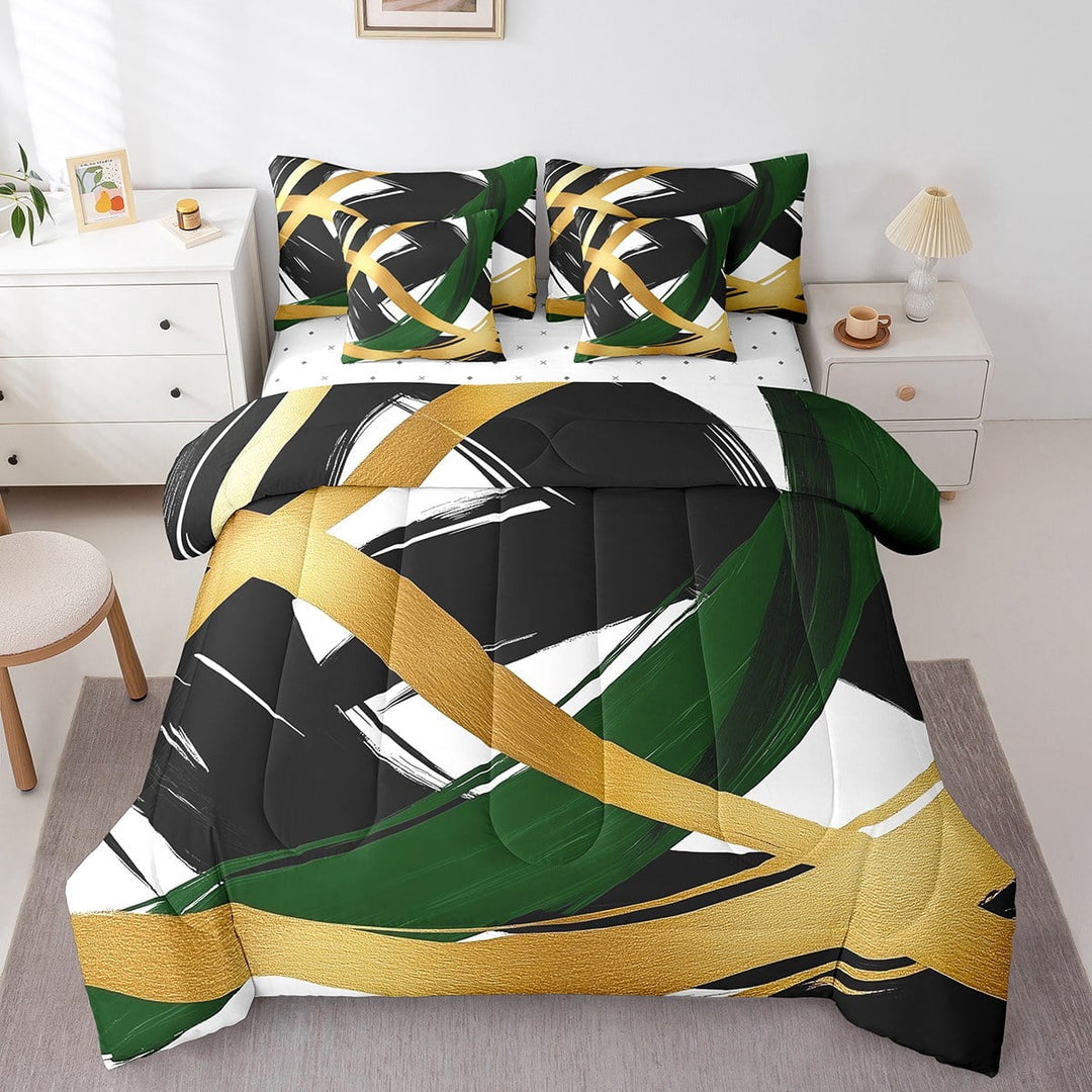 Erosebridal Geometric Stripes Bedding King Size, Watercolor Stripes Bed Set, Modern Artwork Reversible Bed in a Bag King size, Breathable Bedroom Decoration, 7pcs