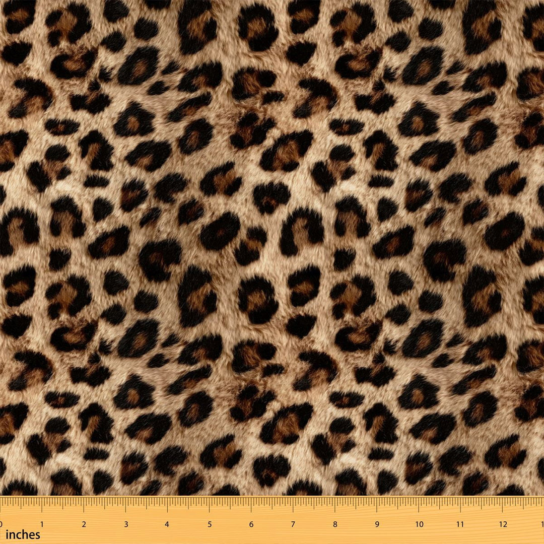 Manfei Leopard Fabric by the Yard 1 Yard Cheetah Home Decor Fabric by the Yard, Brown Black