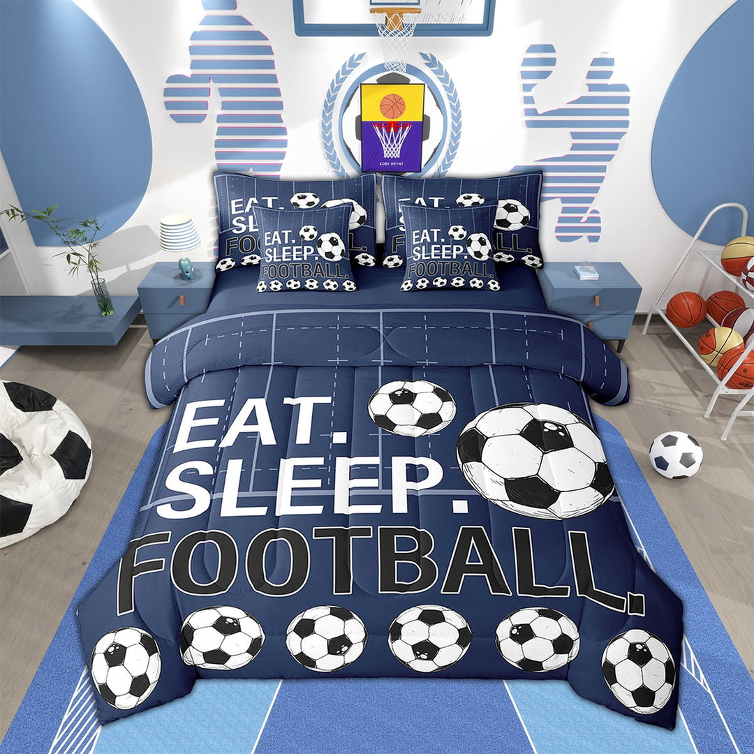 Erosebridal Football Soccer Bedding Sets Twin Size, Sport Themed Bed Set, Reversible 7pcs