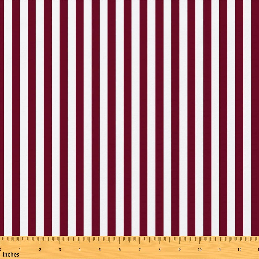Manfei Aesthetic Stripe Fabric by the Yard 1 Yard, Minimalist Geometric Home Decor Fabric by the Yard, Burgundy White Stripes