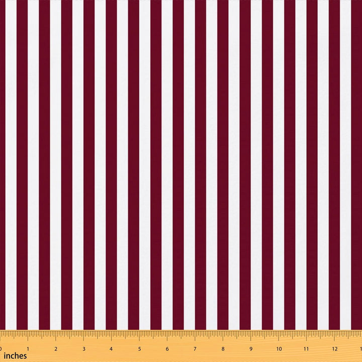 Manfei Aesthetic Stripe Fabric by the Yard 1 Yard, Minimalist Geometric Home Decor Fabric by the Yard, Burgundy White Stripes