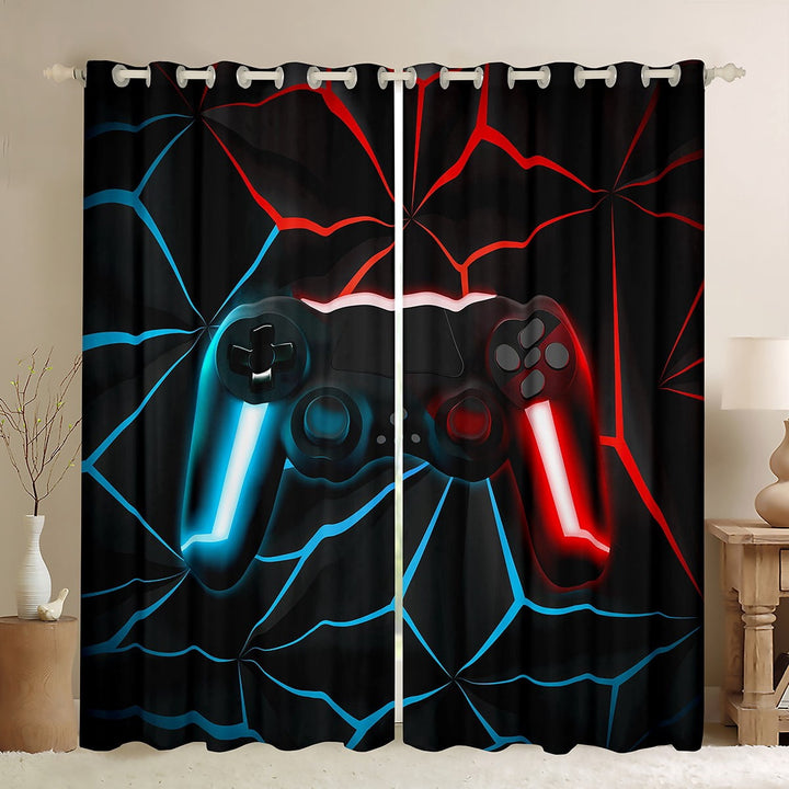 Erosebridal Gaming Curtains &amp; Drapes Gamer Console Curtains Teens Gaming Gamepad Blackout Curtains, Gamer Window Curtains for Bedroom Living Room ( Blue Red, 52&