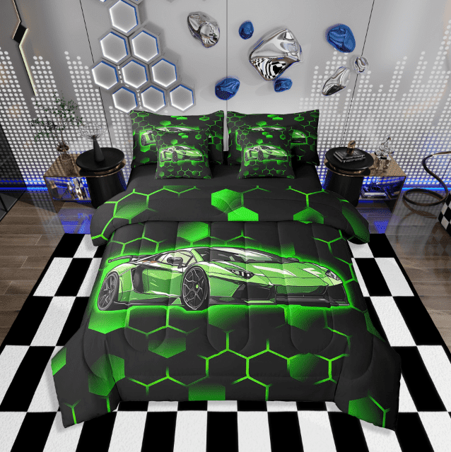 Erosebridal Motorcycle Motocross Bedding Sets Twin Size,Dirt Bike Comforter Sets with Sheets for Teens Men,Sport Decorative,Blue,Reversible,Breathable,7-Piece