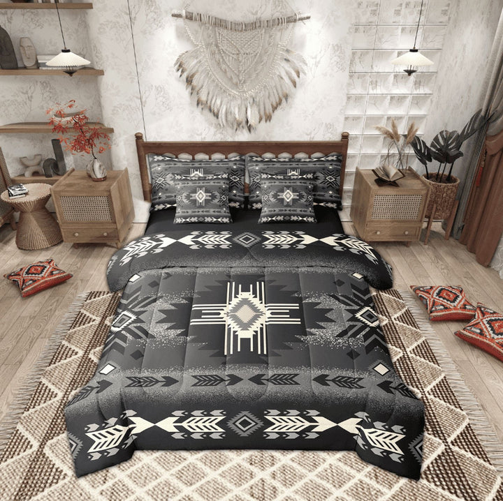 Erosebridal Hippie Aztec Bedding Sets Twin Size,Bohemian Theme Comforter Sets with Sheets,Lightweight Reversible Bed in a Bag Twin size,Tribal Room Decorative,7pcs