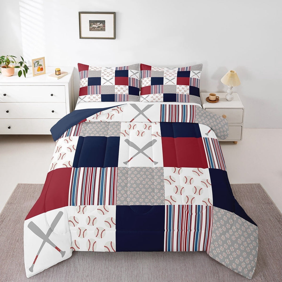 Erosebridal Baseball Bedding Twin Comforter Set,Sport Theme Down Comforter,Gaming Room Decor,Reversible,Lightweight,2pcs