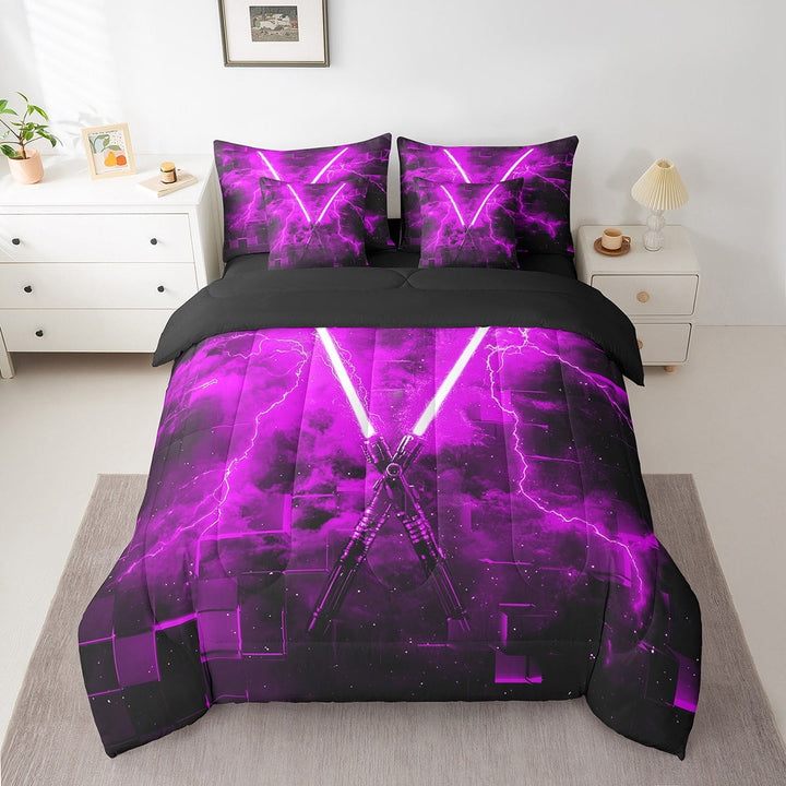 Erosebridal Gaming Lightning Bed in a Bag Twin size, Neon Lightning Bed Set, Modern Fashion Decor, Reversible