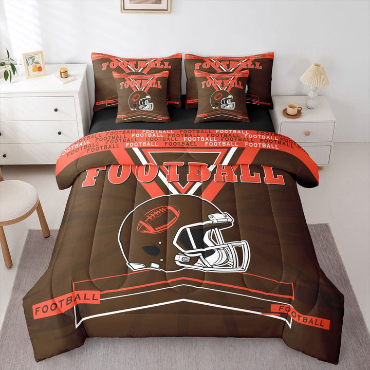 Erosebridal American Football 7 Piece Bedding Sets Football Comforter Bed in a Bag Sports Fan Printed Quilt with Sheet Set,for Team Teen Bedroom Decor,Twin 7Pcs
