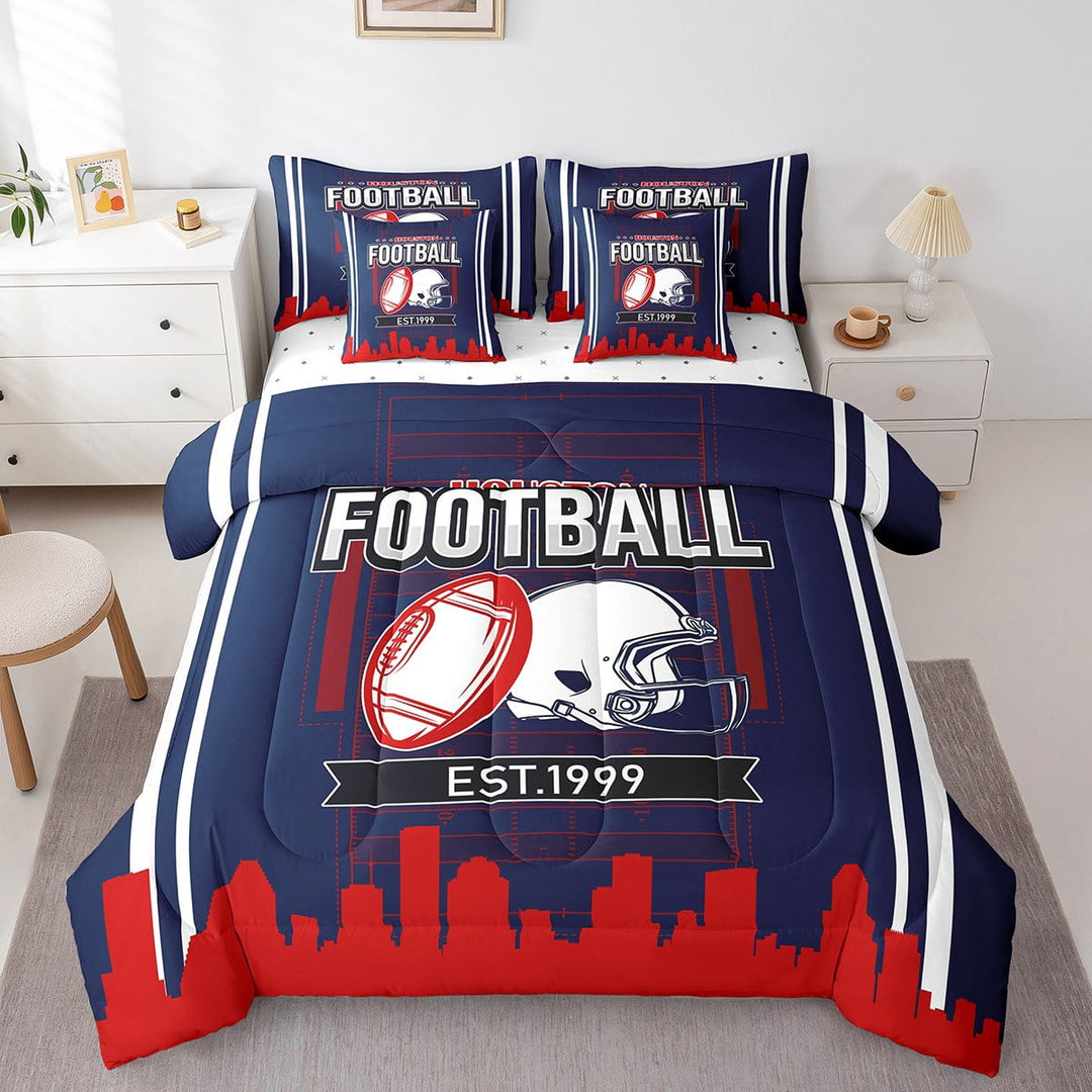 Erosebridal Football Print Bedding Sets Twin Size,Ball Gamer Comforter Sets with Sheets,Sport Decor,Reversible,Breathable,7-Piece