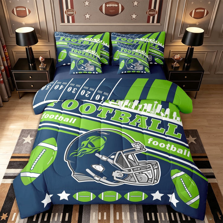 Erosebridal Football 7 Pieces Comforter Sets Twin Size for Boys Kids,Sport Theme Bedding Set for All Season,Gifts for Football Fans,Football City Bed In A Bag With Comforter Sheets