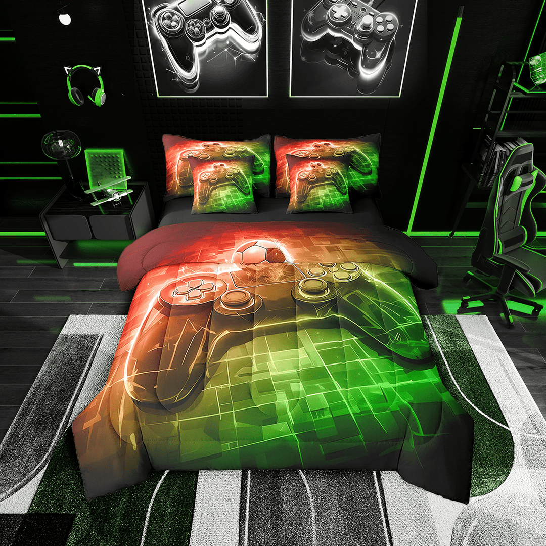 Erosebridal Gampad Bedding Sets Twin Size,Video Game Comforter Sets with Sheets,Geometric Decor,Reversible