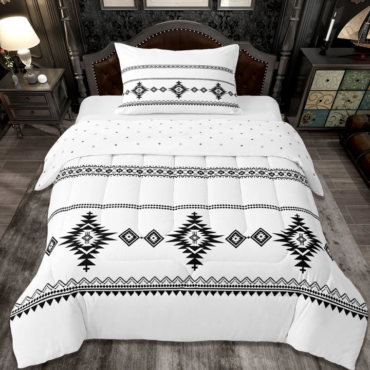 Erosebridal Vintage Exotic Bohemian Twin Comforter Sets,White Black Bedding Set For Men Women, Reversible 2 Pieces