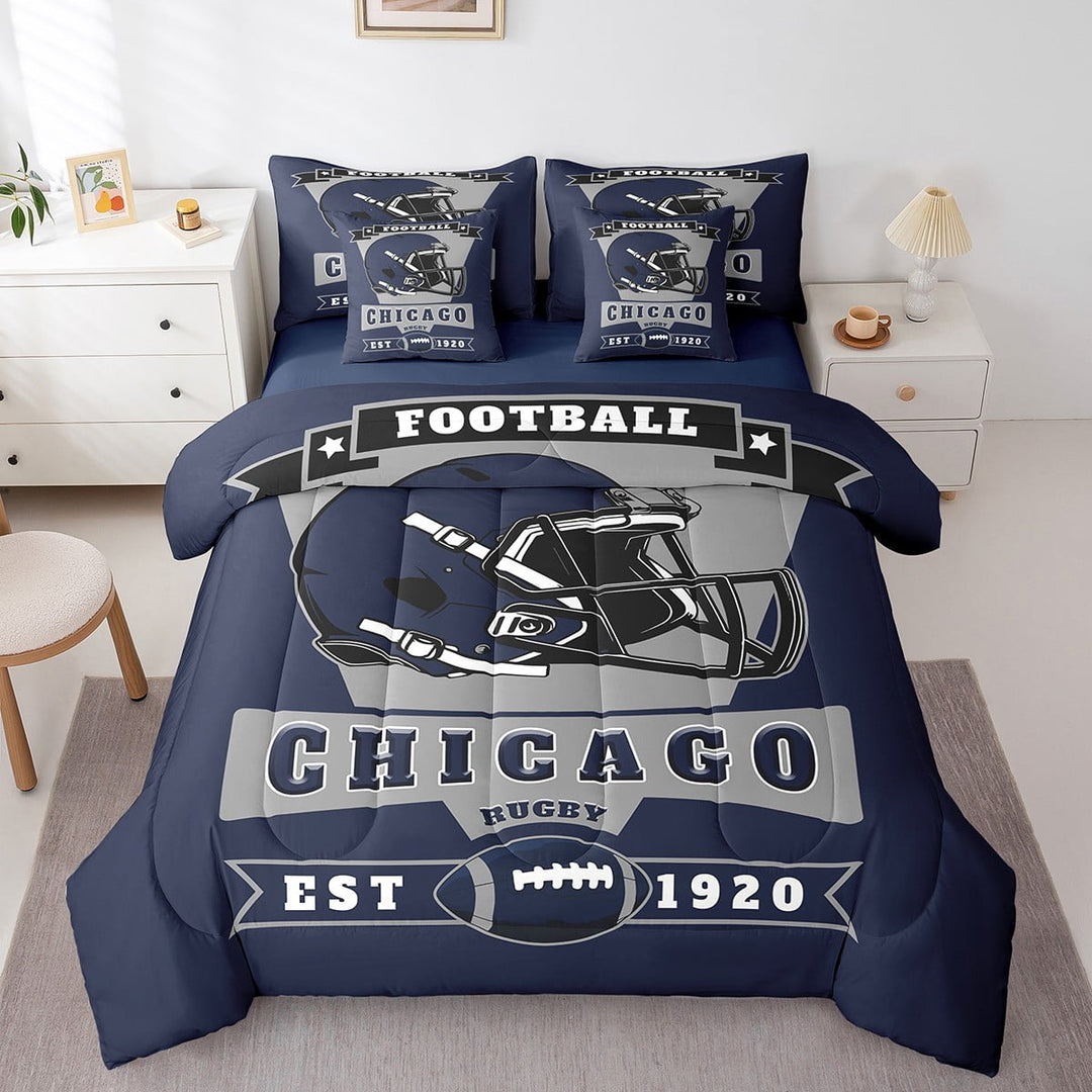 Erosebridal Sports Bedding Full Size 7pcs, Lightweight, Navy Blue, Chicago