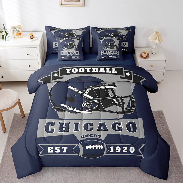 Erosebridal Sports Bedding Full Size 7pcs, Lightweight, Navy Blue, Chicago