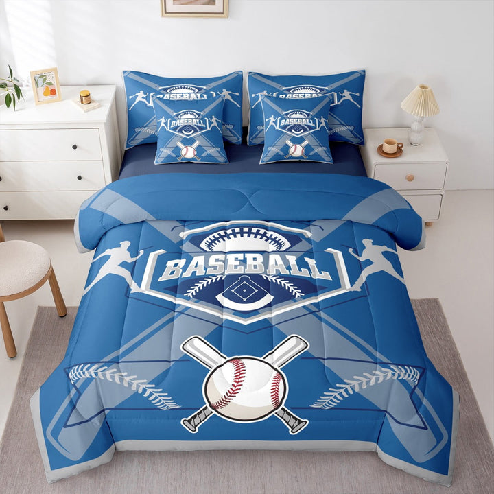 YST 7 Pieces Bed in a Bag Twin Comforter Set with Sheets, Boys Baseball Design Bedding Sets for Bed (1 Comforter, 2 Pillow Shams, 1 Flat Sheet, 1 Fitted Sheet, 2 Pillowcases),Kansas