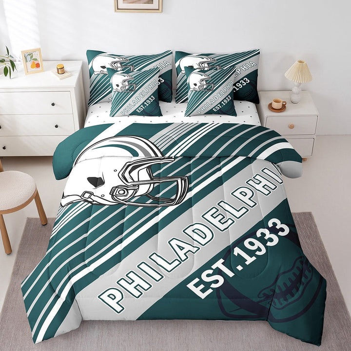 Erosebridal Football Bedding Sets Twin Size,Ball Game Comforter Sets with Sheets,Sport Decor (Philadelphia),Reversible,Breathable,7-Piece