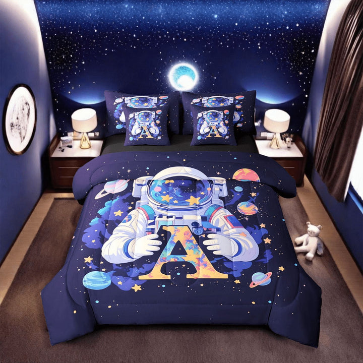 Erosebridal 7 Piece Astronaut Bed In A Bag Twin Galaxy,Outer Space Themed Bedding Sets,Galaxy Starry Sky Print Comforter Set With Sheets,Universe Theme Bed Set Planet Star Decor Sheets