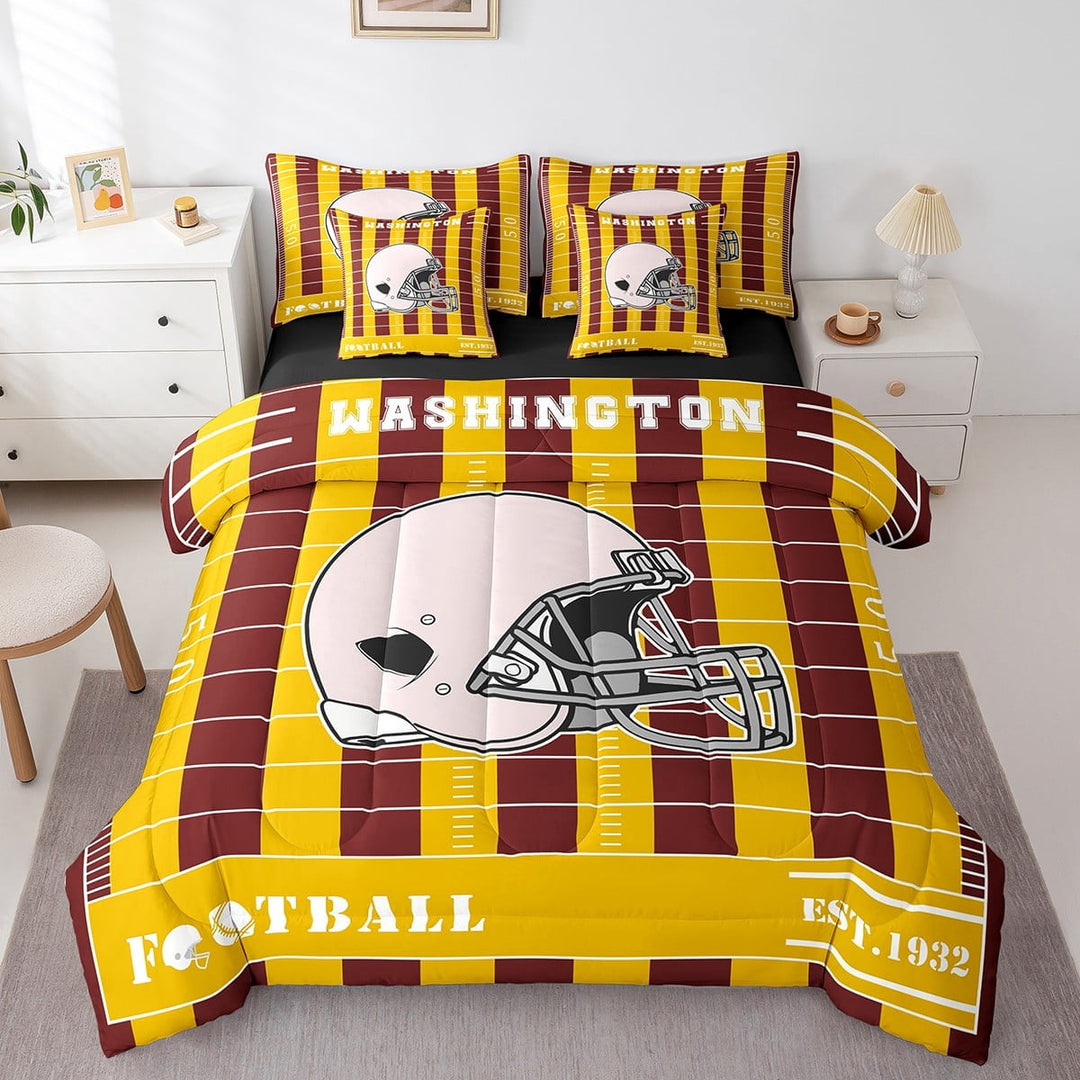 Erosebridal Rugby Helmet Bedding Twin Size,Sports Theme Bed Set,Football City Bedding Sets Twin Size For Boys Kids,Microfiber Bedroom Decoration Reversible,7pcs