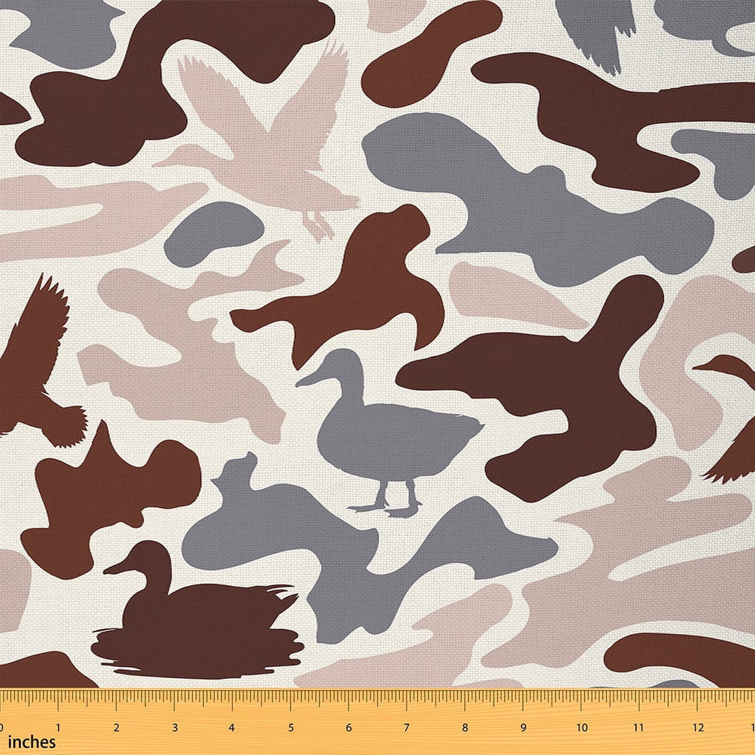 Manfei Geometric Camouflage Sewing &amp; Crafting Fabric (3 Yards), Military Camo Home Decor Fabric by the Yard, Hunting Duck DIY Fabric, Gray Brown Pink