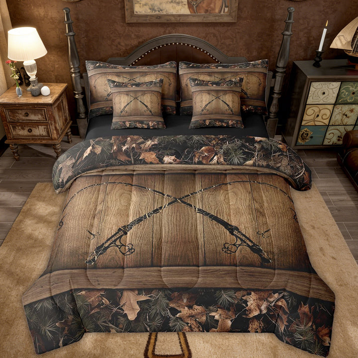 Erosebridal Camouflage Fishing 7 Piece Bedding Set King Fishing Line Rod Comforter Set Rustic Farmhouse Tree Branches Camo Bed In A Bag Teen Adults Cabin Lodge Bed Set Soft Lightweight