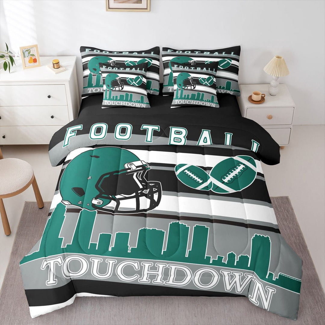 Erosebridal Philadelphia Football Bedding Sets Twin Size,Amercian Sport Comforter Sets with Sheets,Ball Gamer Decoration,Reversible,Breathable,7-Piece