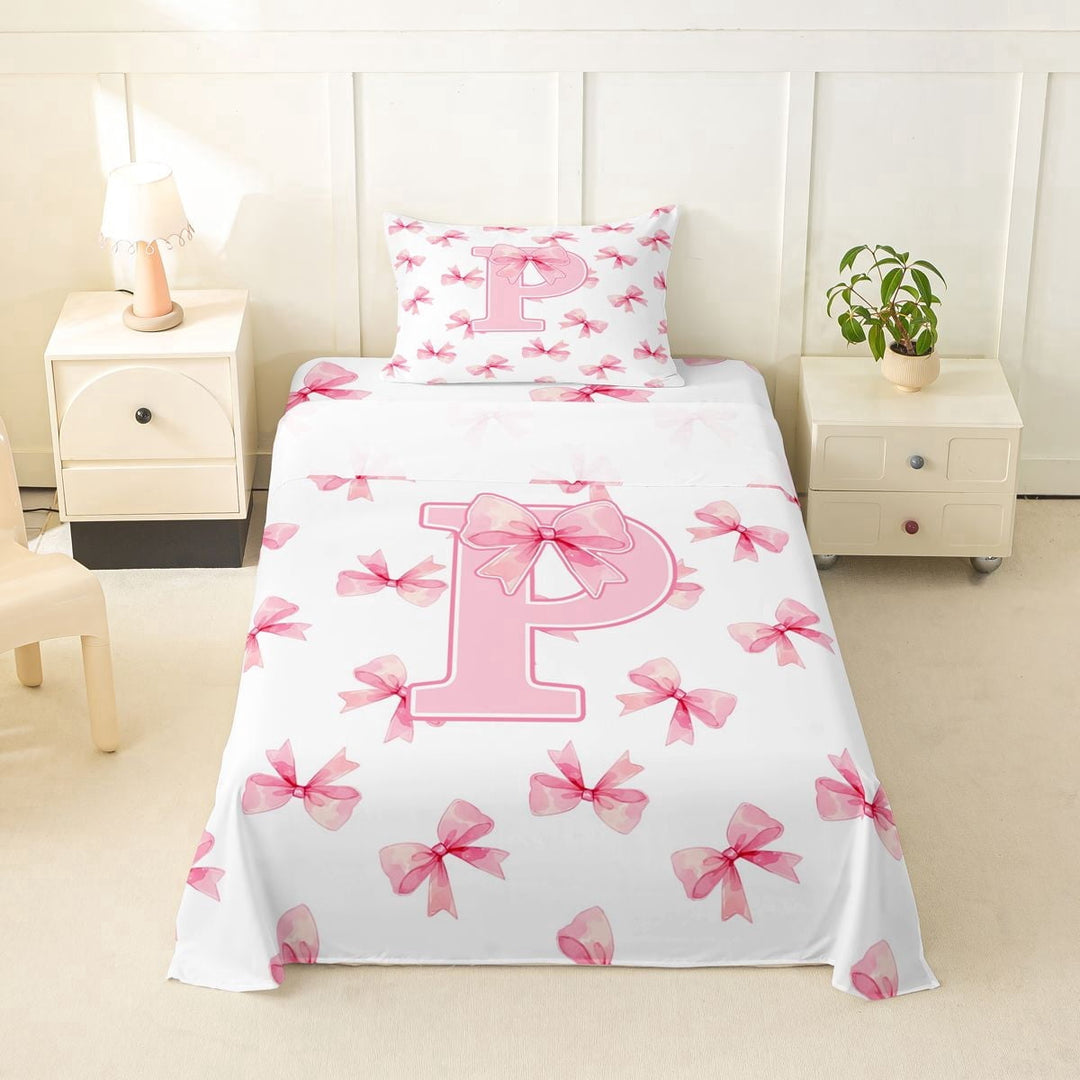 Erosebridal Girl Personalized Gifts Twin Sheet Sets,Pink Alphabet P Bedding For Teens 3 Pieces